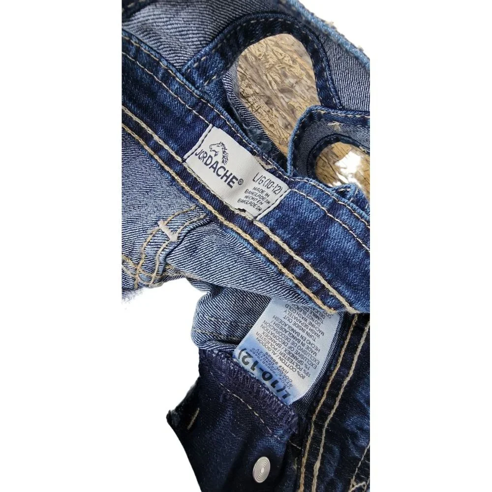 Jordache Flower‎ Lace Overalls Denim Short Blue Girls Size L 10-12